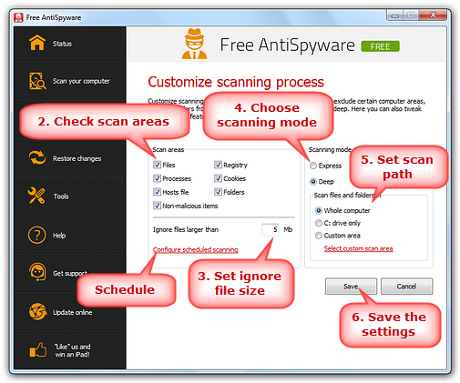 Customize scan settings